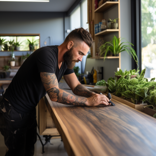 A man crafting.