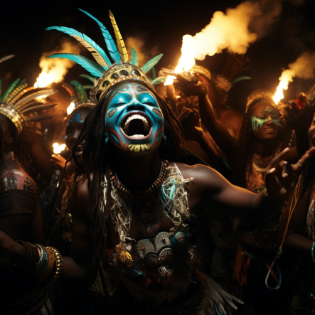 A woman with a face paint in a celebration.